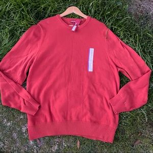 Men's Classy Cable Knit Cotton Sweater Pullover Brick Red NEW XL NWT New W/Tags